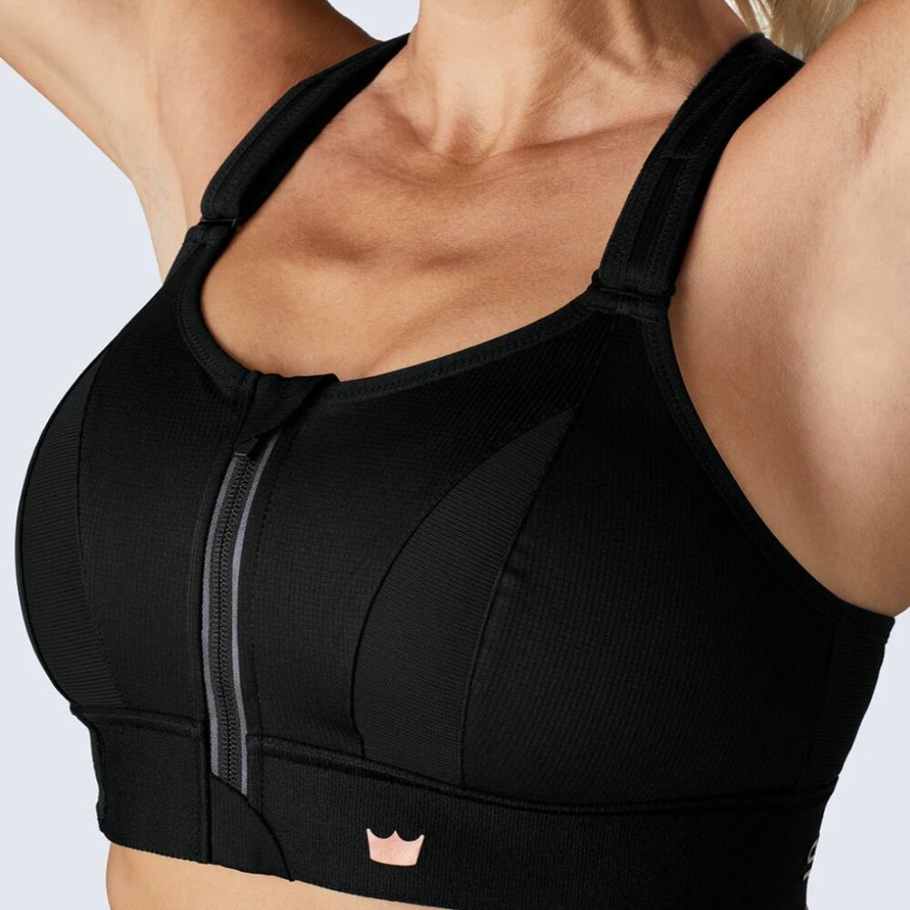 Ultimate Sports Bra® High Impact Black cross SHEFIT sports bra